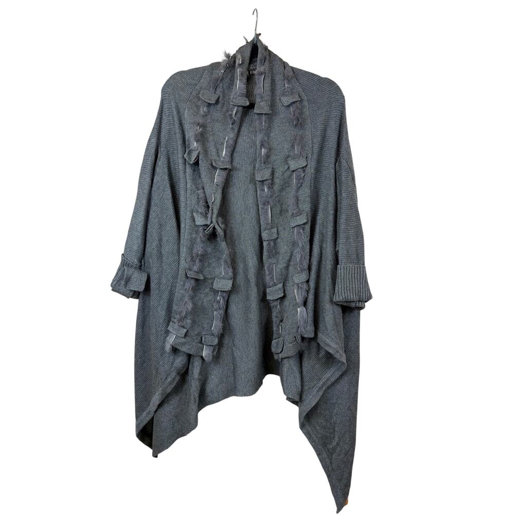 Vintage 90's Labass Gray Knit Drop-Sleeve Cardigan Sweater with Buttons Size OS